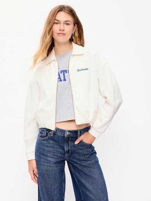 Seattle Seahawks Oversized Fleece Bomber Jacket for Women