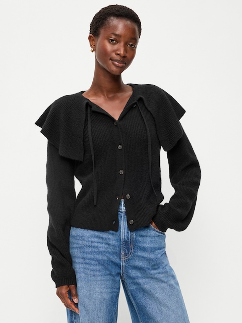 SoSoft Cape-Collar Cardigan Sweater