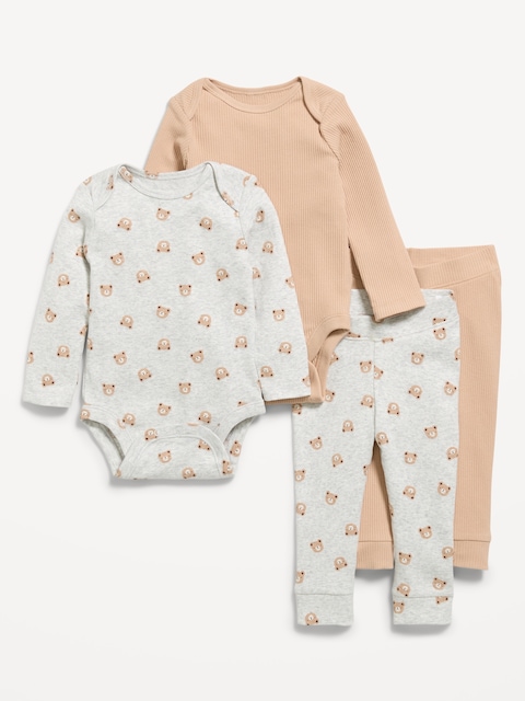 Long-Sleeve Bodysuit and Leggings 4-Piece for Baby