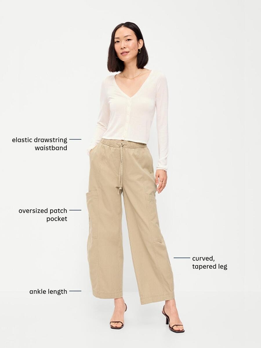 Mid-Rise Barrel-Leg Utility Pants