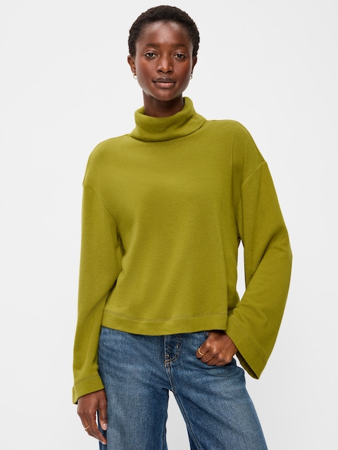 Long-Sleeve Oversized Turtleneck Top