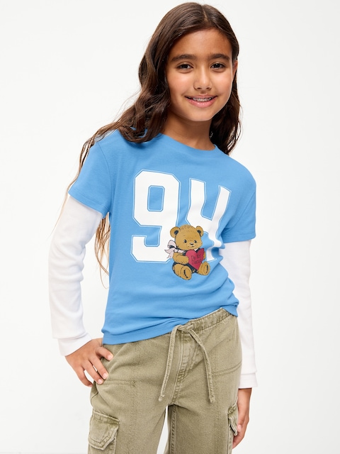 Fitted 2-in-1 Graphic T-Shirt for Girls