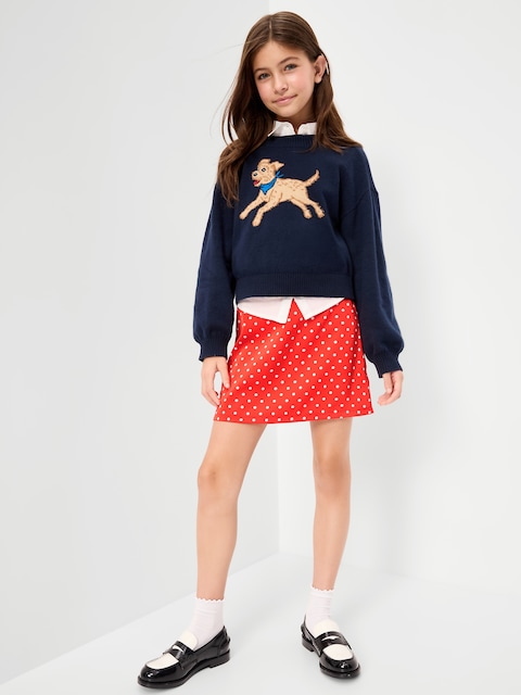 JUPE EN SATIN À MOTIF POUR FILLE
