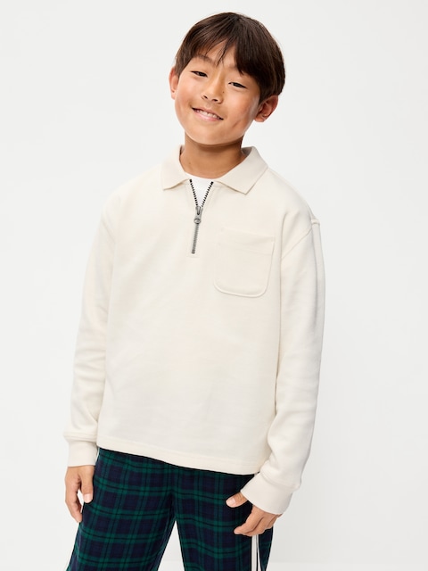 Collared Ribbed Quarter-Zip Sweater for Boys