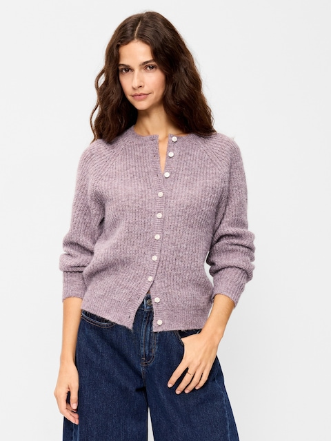 Cozy Crew-Neck Wool-Blend Cardigan