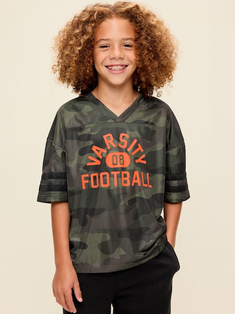 Oversized Football-Style Lifestyle Jersey T-Shirt for Boys