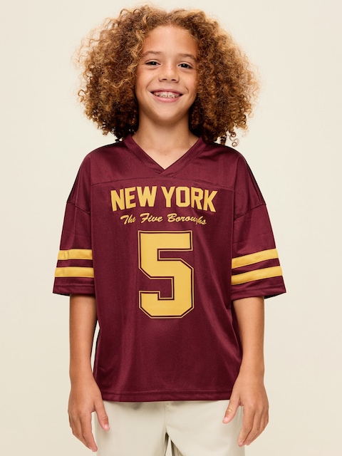 Oversized Football-Style Lifestyle Jersey T-Shirt for Boys