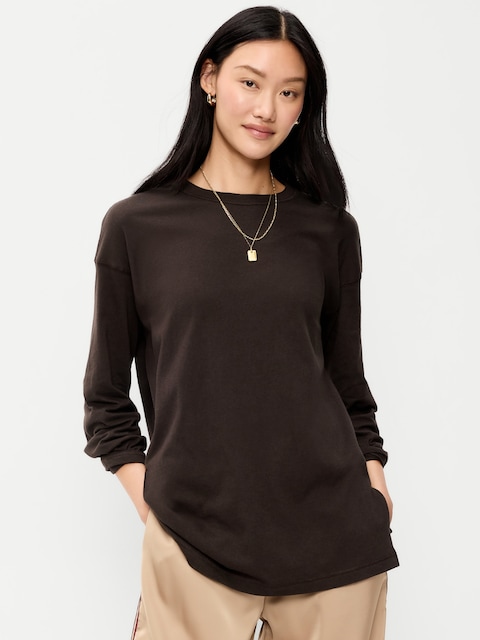 Oversized EveryWear Long-Sleeve Tunic T-Shirt