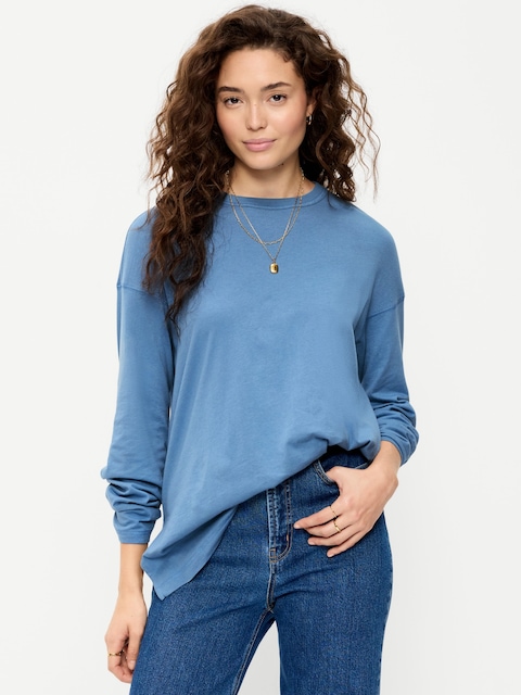 Oversized EveryWear Long-Sleeve Tunic T-Shirt