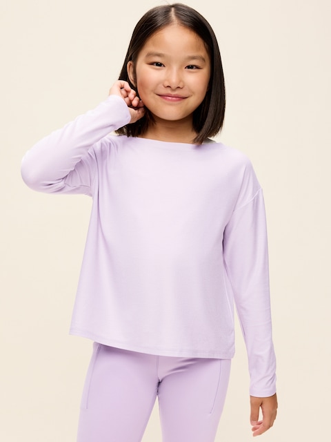 CloudMotion Long-Sleeve Cross-Back Top for Girls