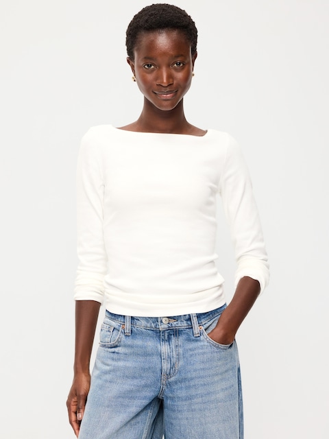 Snug Long-Sleeve Boatneck T-Shirt