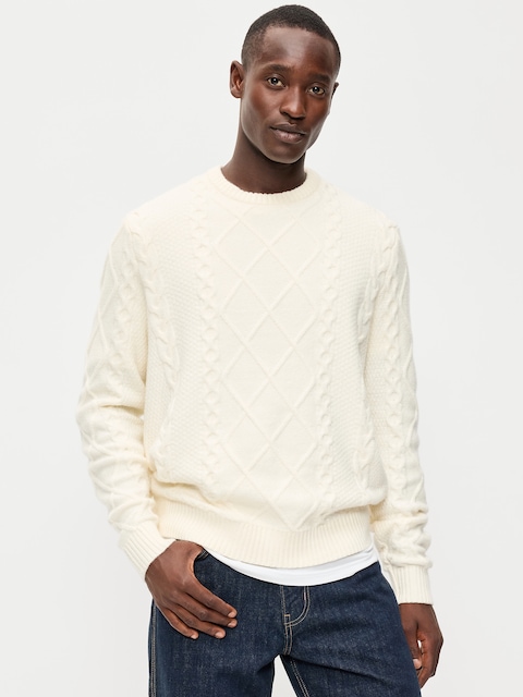 CHANDAIL RAS DU COU EN TRICOT POINT DE TORSADE