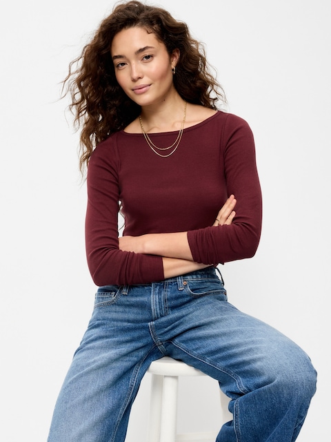 Snug Long-Sleeve Boatneck T-Shirt
