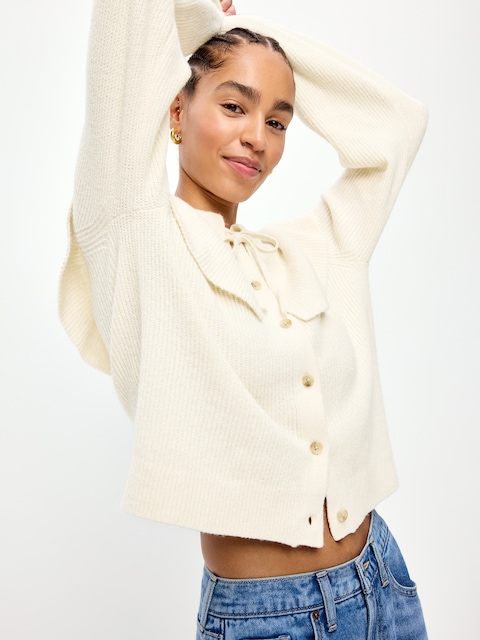SoSoft Cape-Collar Cardigan Sweater