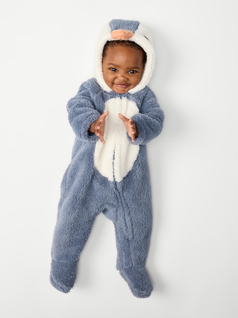 UNE-PIÈCE À PIEDS EN SHERPA À CAPUCHON À MOTIF DE CRÉATURE POUR BÉBÉ
