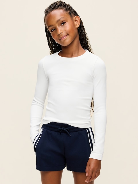 Fitted Long-Sleeve Seamless Ribbed Performance Top for Girls