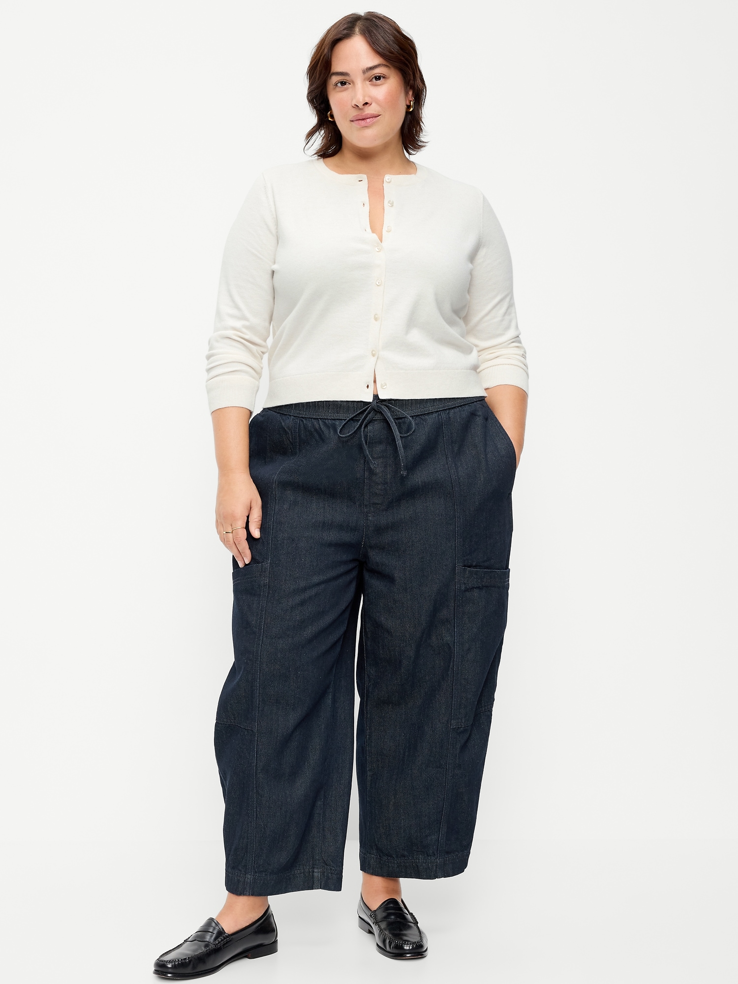 Mid-Rise Barrel-Leg Utility Pants