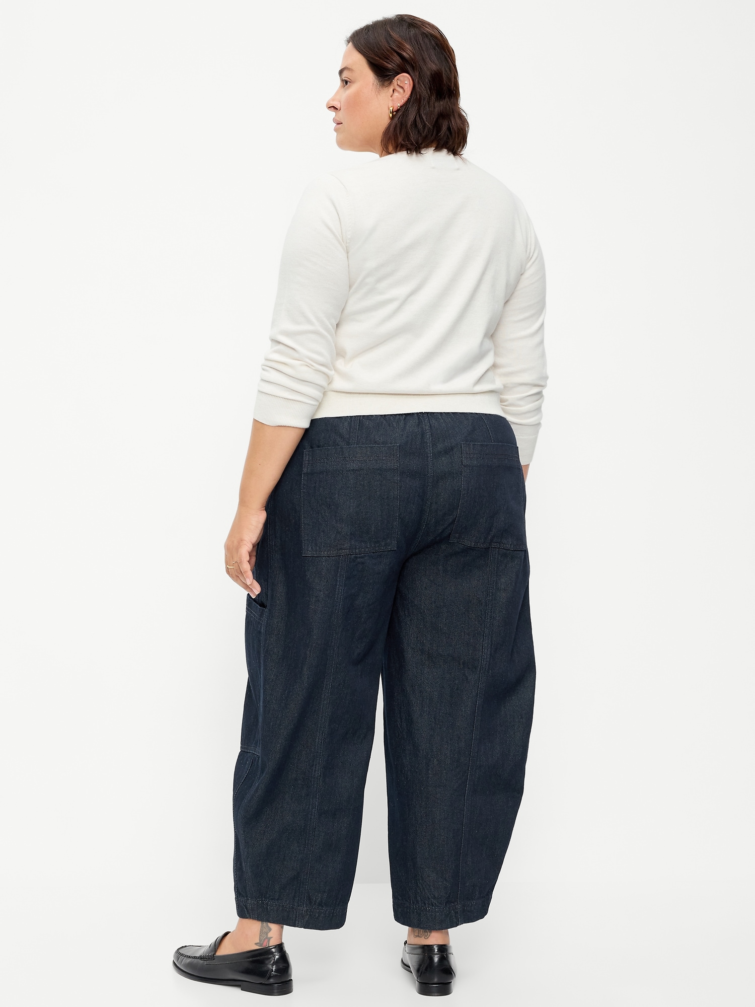 Mid-Rise Barrel-Leg Utility Pants