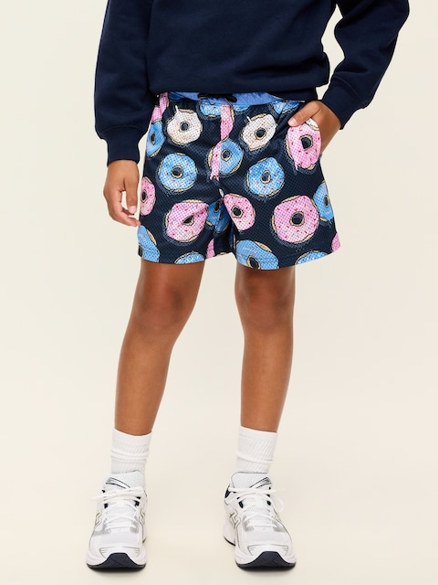 Printed Knee Length Mesh Shorts for Boys