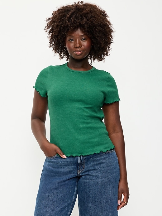 Fitted Waffle-Knit Cropped T-Shirt | Old Navy