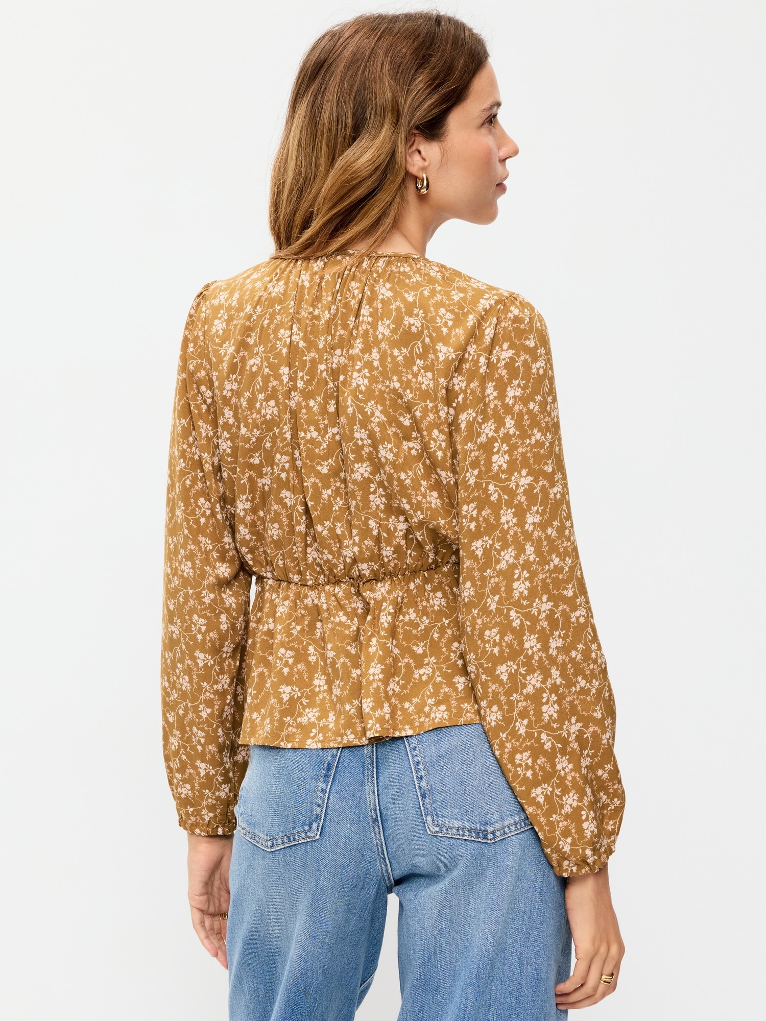 Long-Sleeve Tie-Front Top