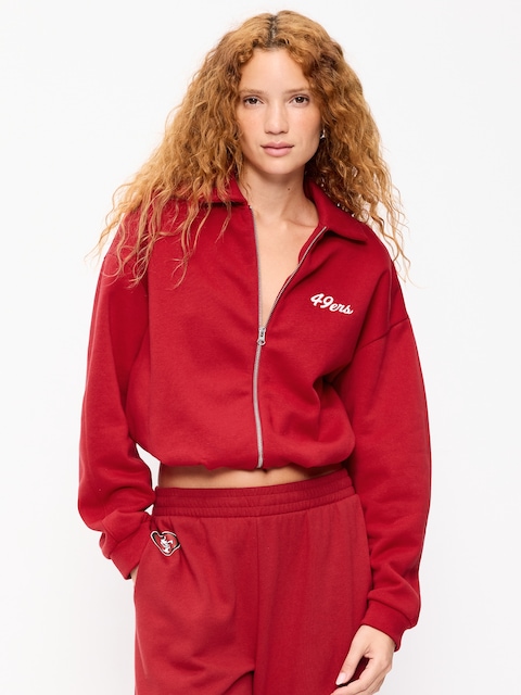 San Francisco 49ers Oversized Fleece Bomber Jacket for Women