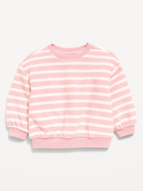 Cozy Terry Striped Crew-Neck Sweatshirt for Baby