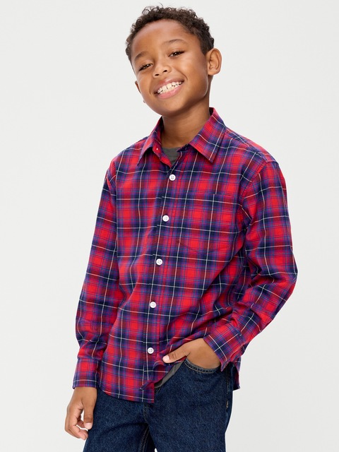 CHEMISE EN POPELINE À CARREAUX À MANCHES LONGUES POUR GARÇON