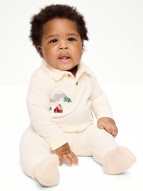 ENSEMBLE DOUILLET AVEC CHEMISE ET PANTALON EN TRICOT CÔTELÉ POUR BÉBÉ