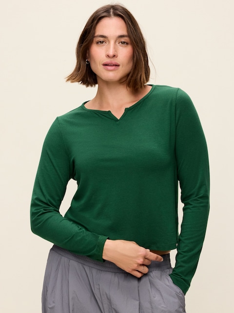 HAUT À ENCOLURE FENDUE ET À MANCHES LONGUES POUR FEMME