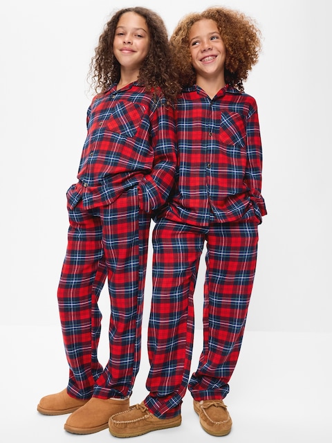 Gender-Neutral Printed Flannel Pajama Pants Set for Kids