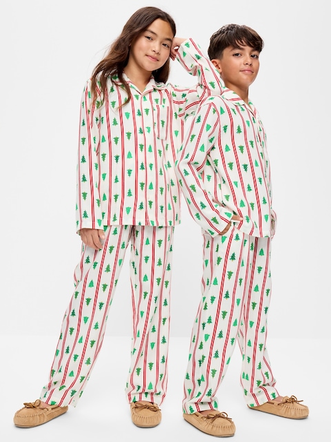Gender-Neutral Printed Flannel Pajama Pants Set for Kids