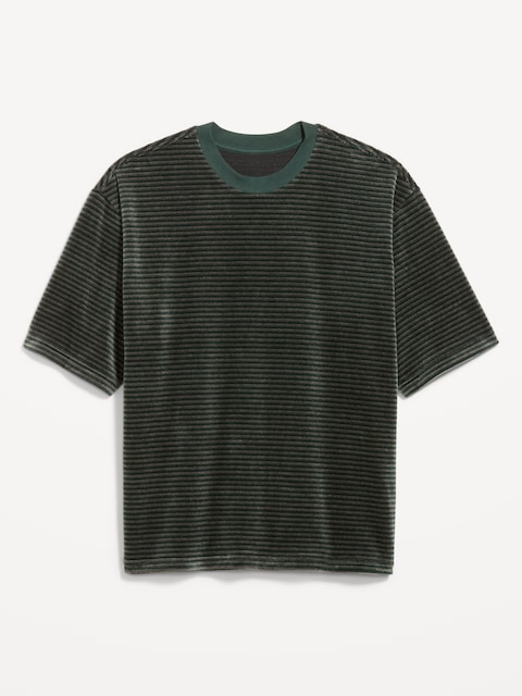 Loose Crew-Neck Velour T-Shirt