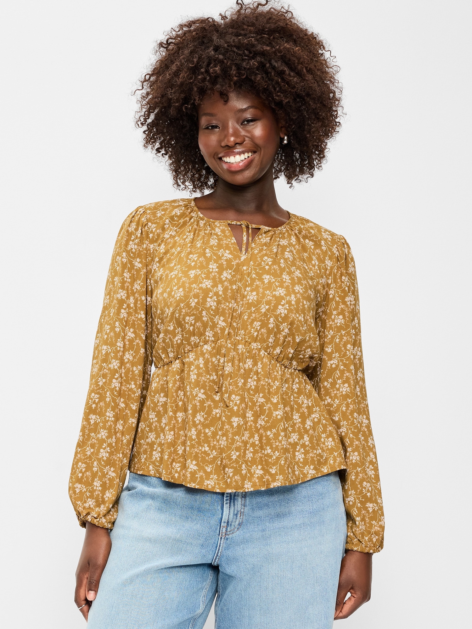 Long-Sleeve Tie-Front Top