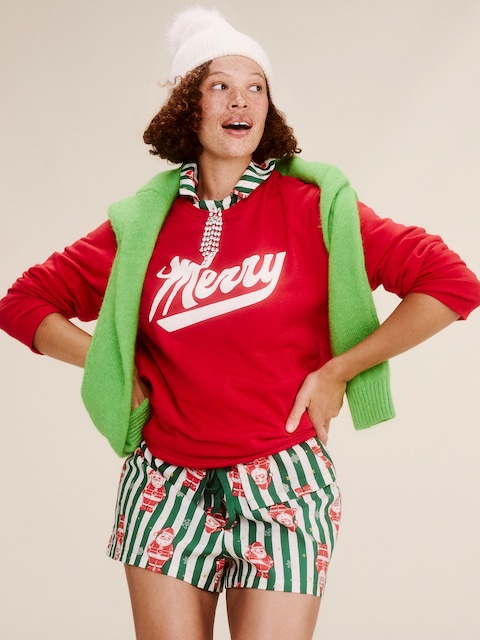 Flannel Pajama Short Set for Women