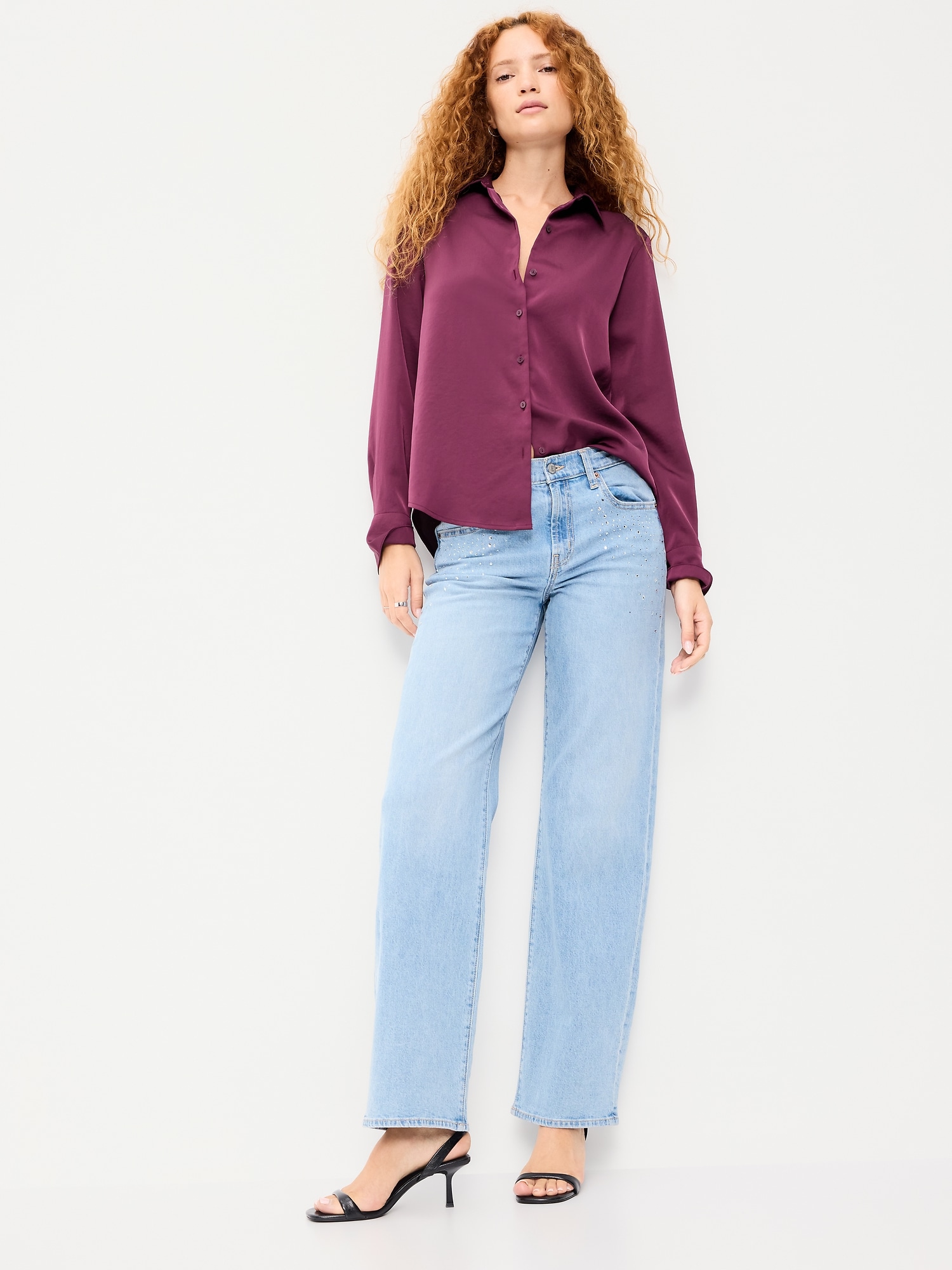 Satin Button-Down Shirt