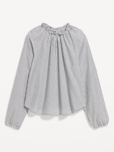 Long-Sleeve Ruffle-Neck A-Line Top - Ls Ruffle Neck Aline Top