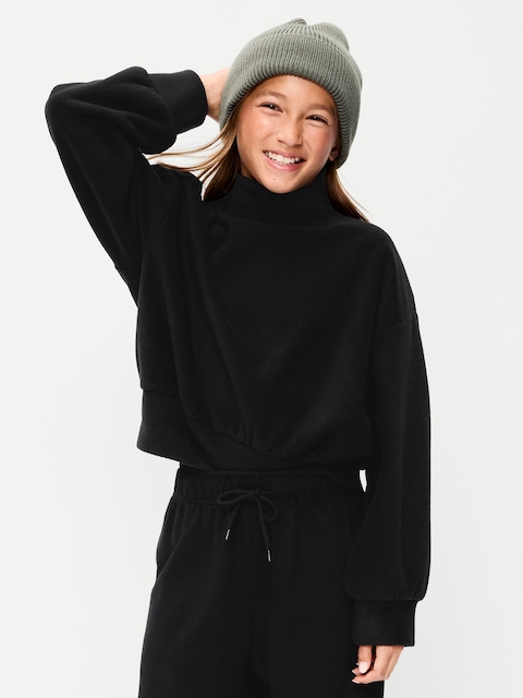 Long-Sleeve Mock-Neck Microfleece Top for Girls