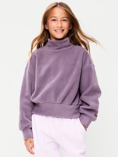 Long-Sleeve Mock-Neck Microfleece Top for Girls