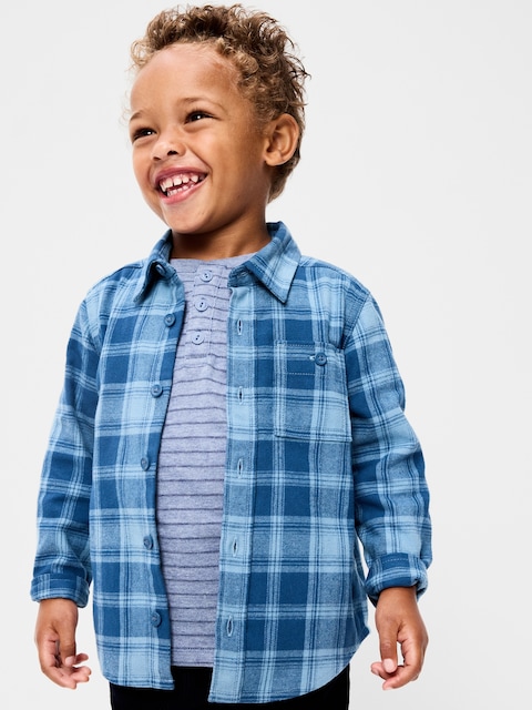 Long-Sleeve Plaid Flannel Shirt for Toddler Boys