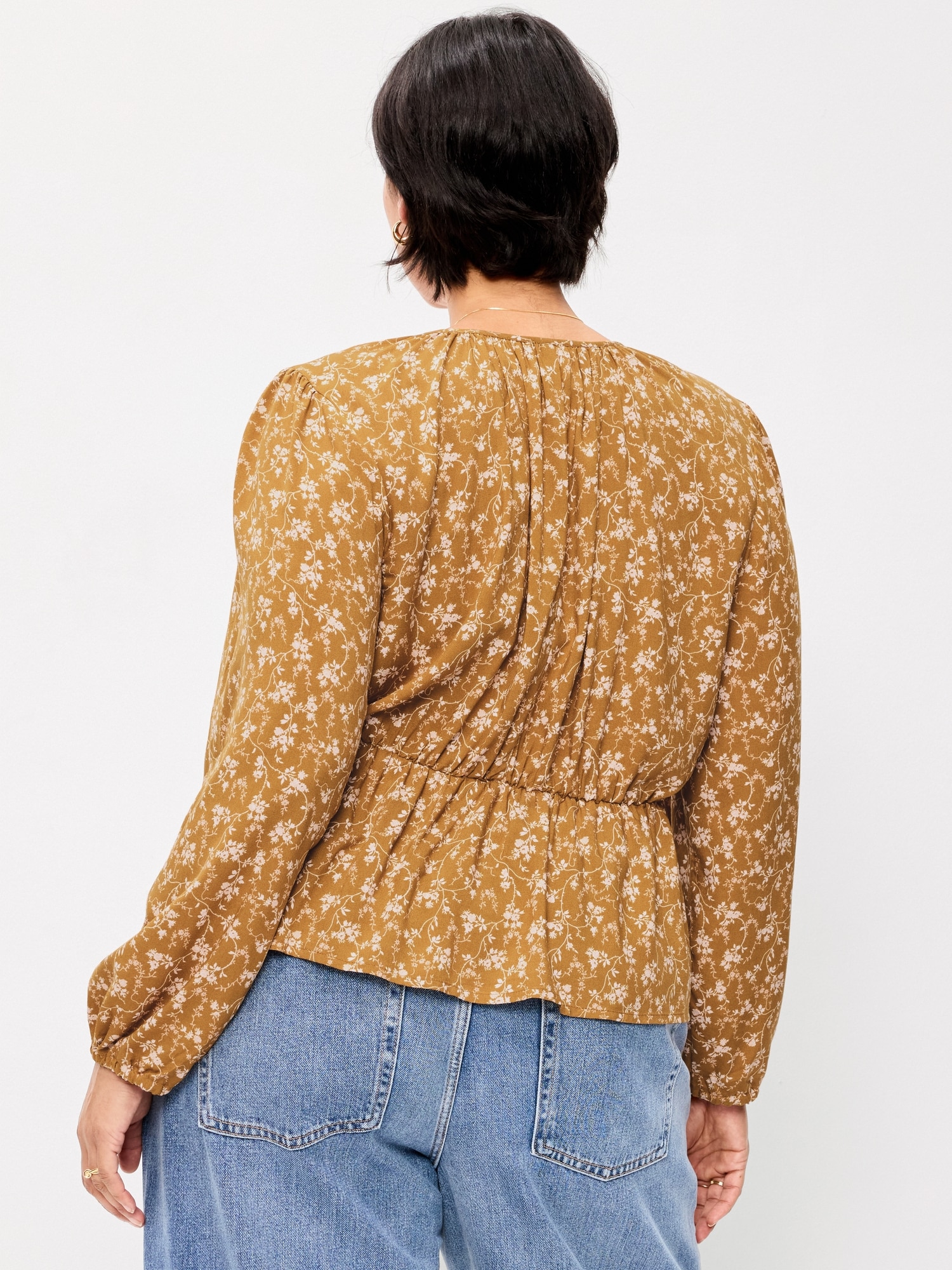 Long-Sleeve Tie-Front Top