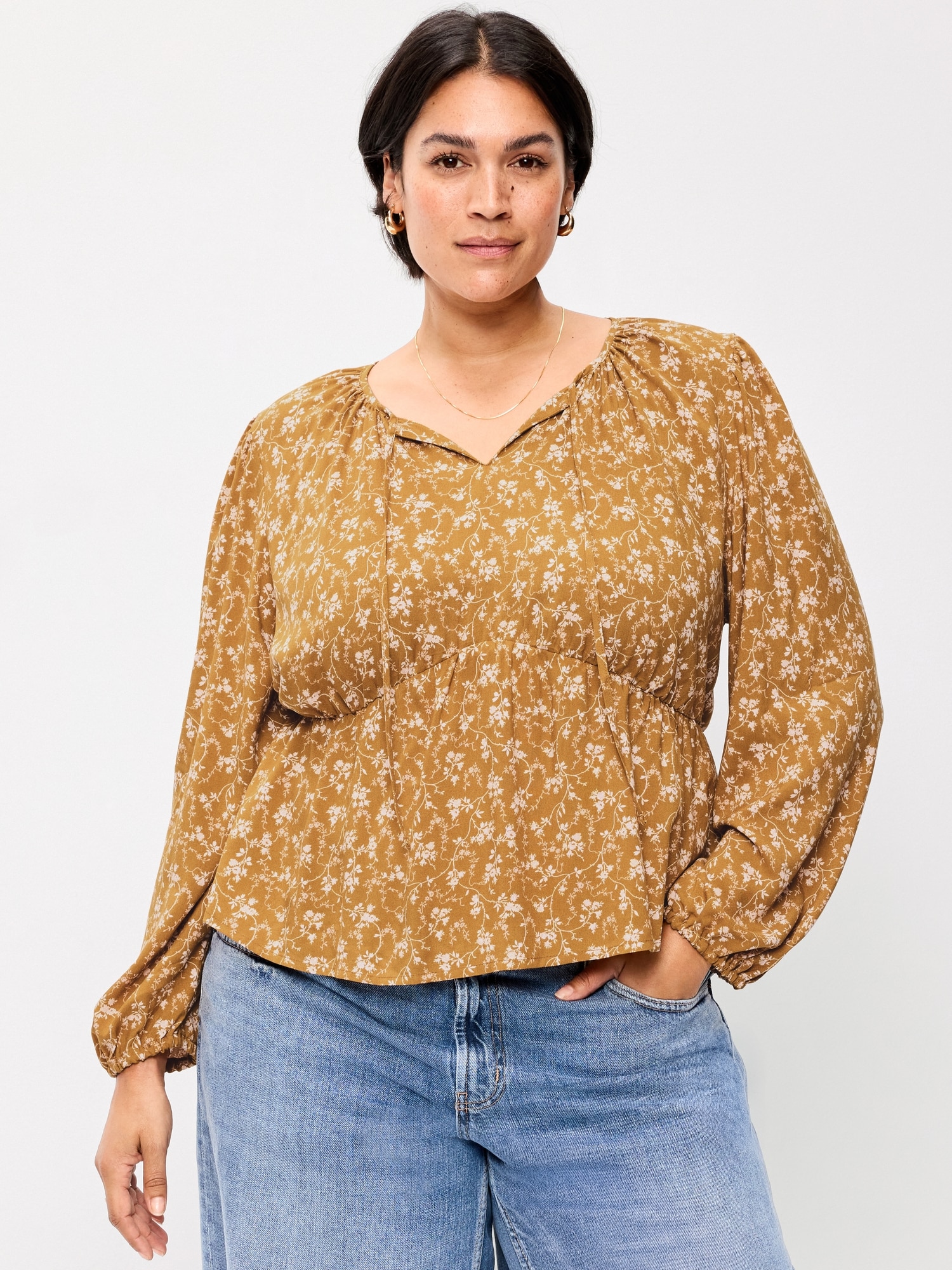 Long-Sleeve Tie-Front Top