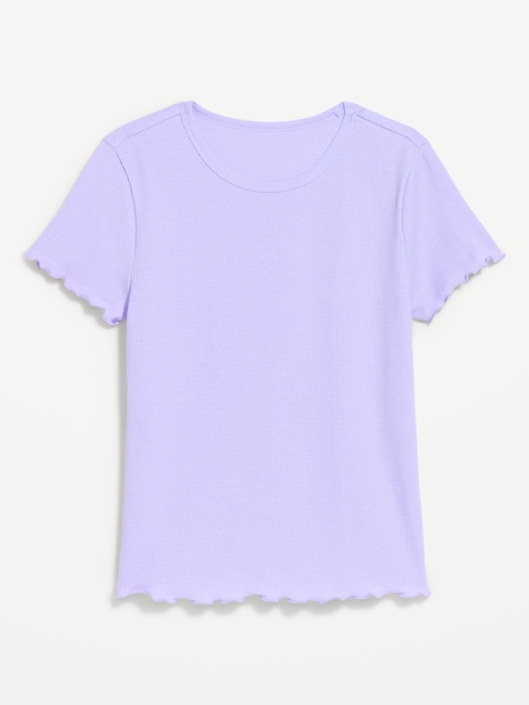 Fitted Waffle-Knit Cropped T-Shirt