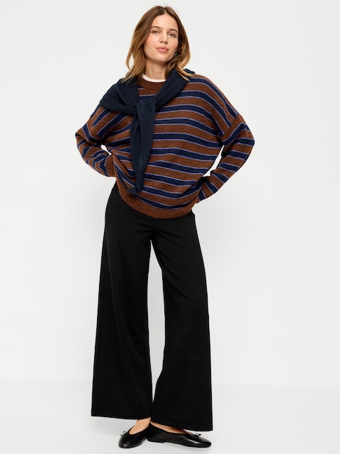 High-Waisted Fleece Wide-Leg Leggings