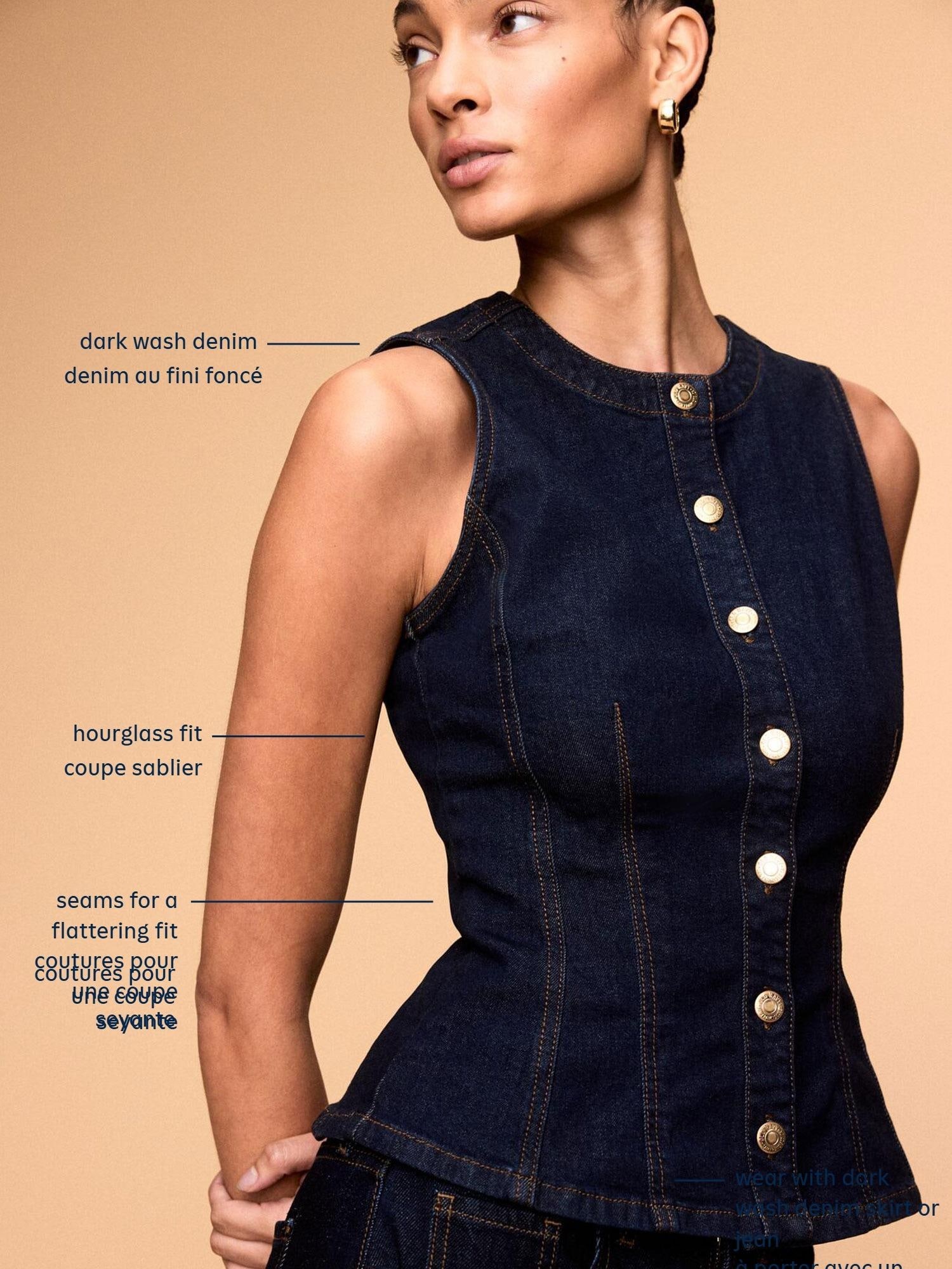 Fitted Sleeveless Button-Front Top