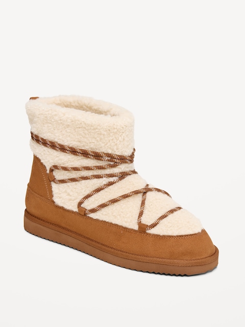 Faux-Suede Sherpa-Lined Après Boots