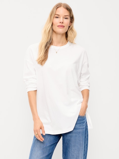 Oversized EveryWear Long-Sleeve Tunic T-Shirt