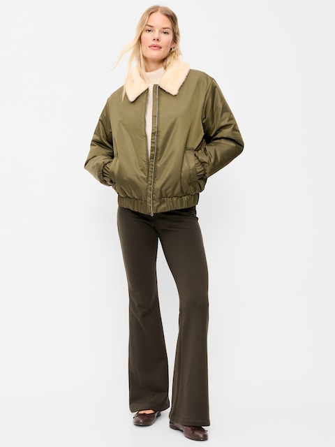 Fleece-Lined High-Waisted Flare Leggings