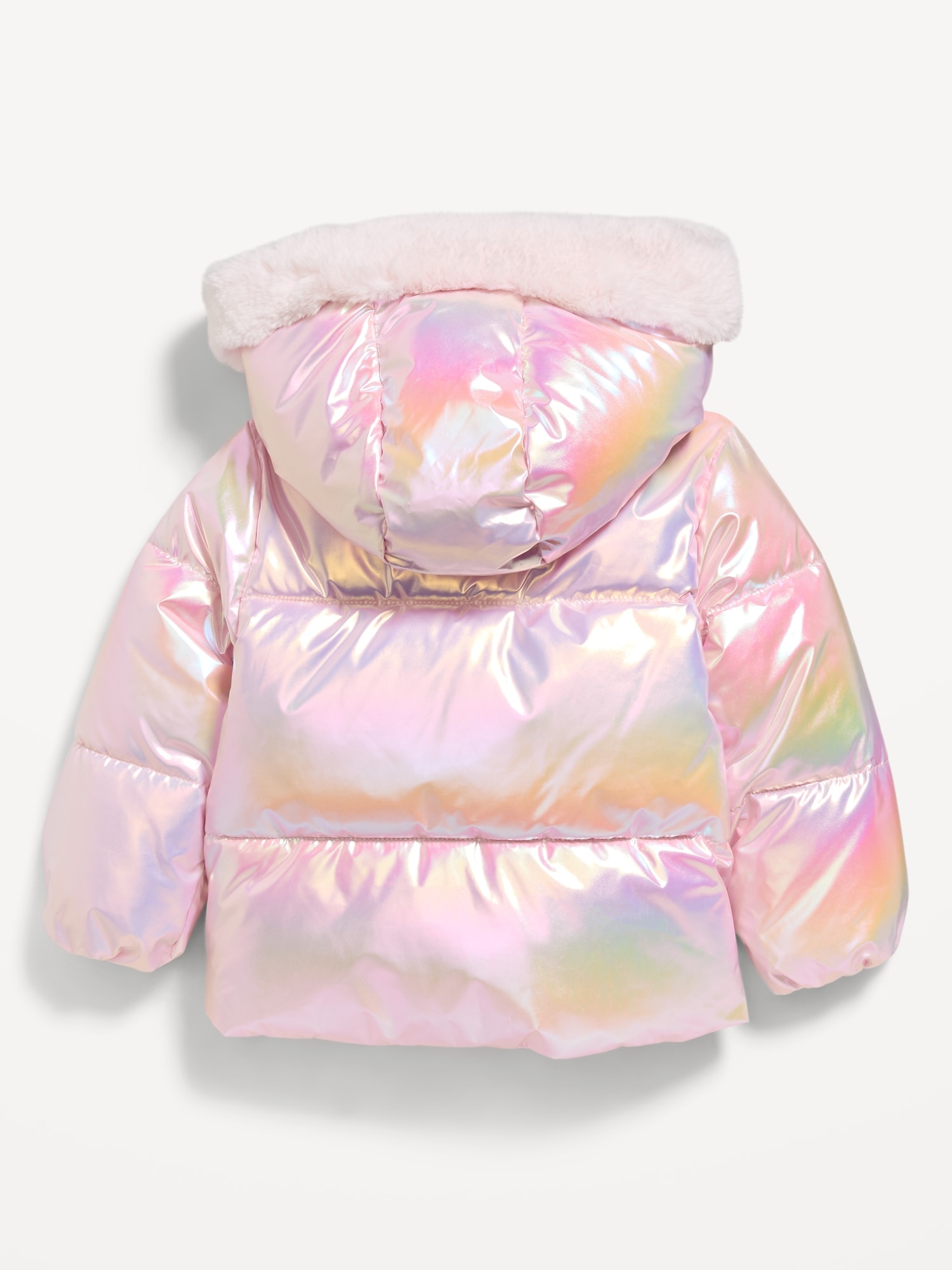 Metallic Puffer Jacket for Toddler Girls