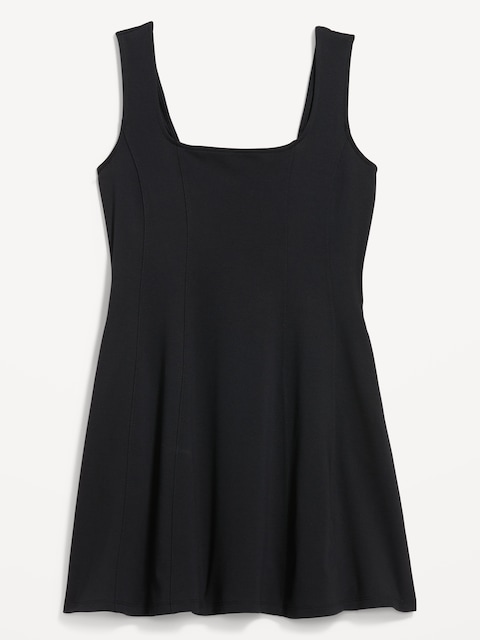 ROBE COURTE AJUSTÉE ET ÉVASÉE SANS MANCHES EN TRICOT POINT DE ROME